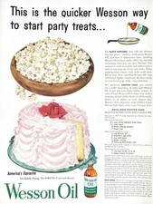 1953 Wesson Oil Vintage Print Ad The Quicker Way To Start Party Treats Popcorn 
