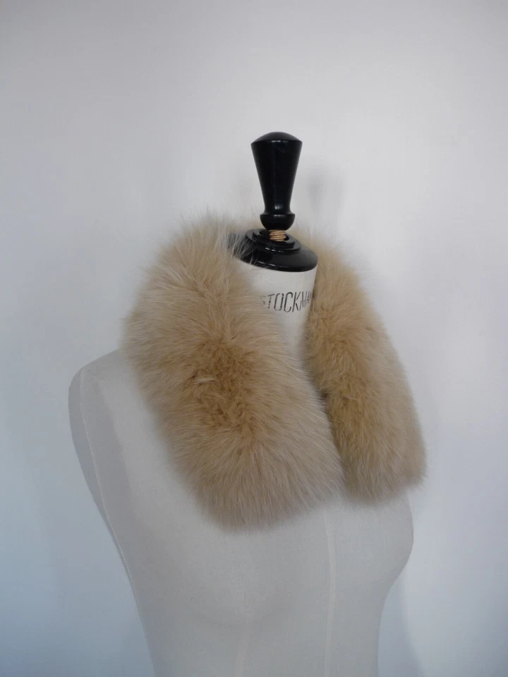 Col en fourrure beige clair vintage, TBE - Photo 1/4