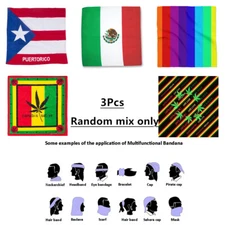 3 Pieces 100% Cotton Bandana Head Wrap Face Cover Masks Mix Designs