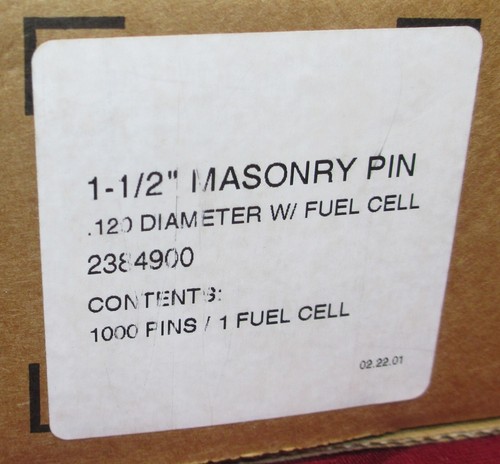GRIDMASTER BUILDEX 1 1/2" MASONRY PIN NAIL FASTENER 2384900 NO FUEL CELL EIFS - Picture 2 of 3