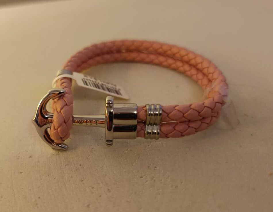 Paul Hewitt Phrep Anker Armband Leder Rosa Edelstahl in Weißgold