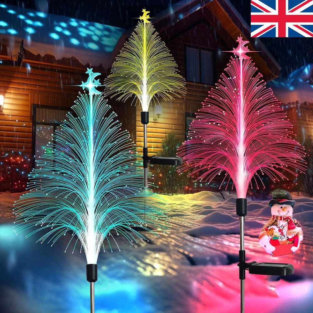 LED Solar Garden Lights 7 Color Changing Christmas Tree Lamp Outdoor Waterproof