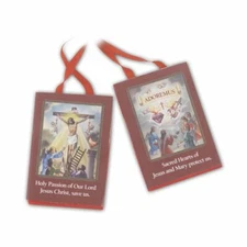 2 inch Red Scapular of the Passion with Instructions -1524  NEW