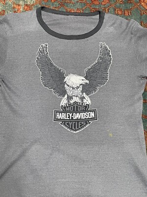 Vintage 80s Harley Davidson Eagle Waffle THERMAL T shirt size