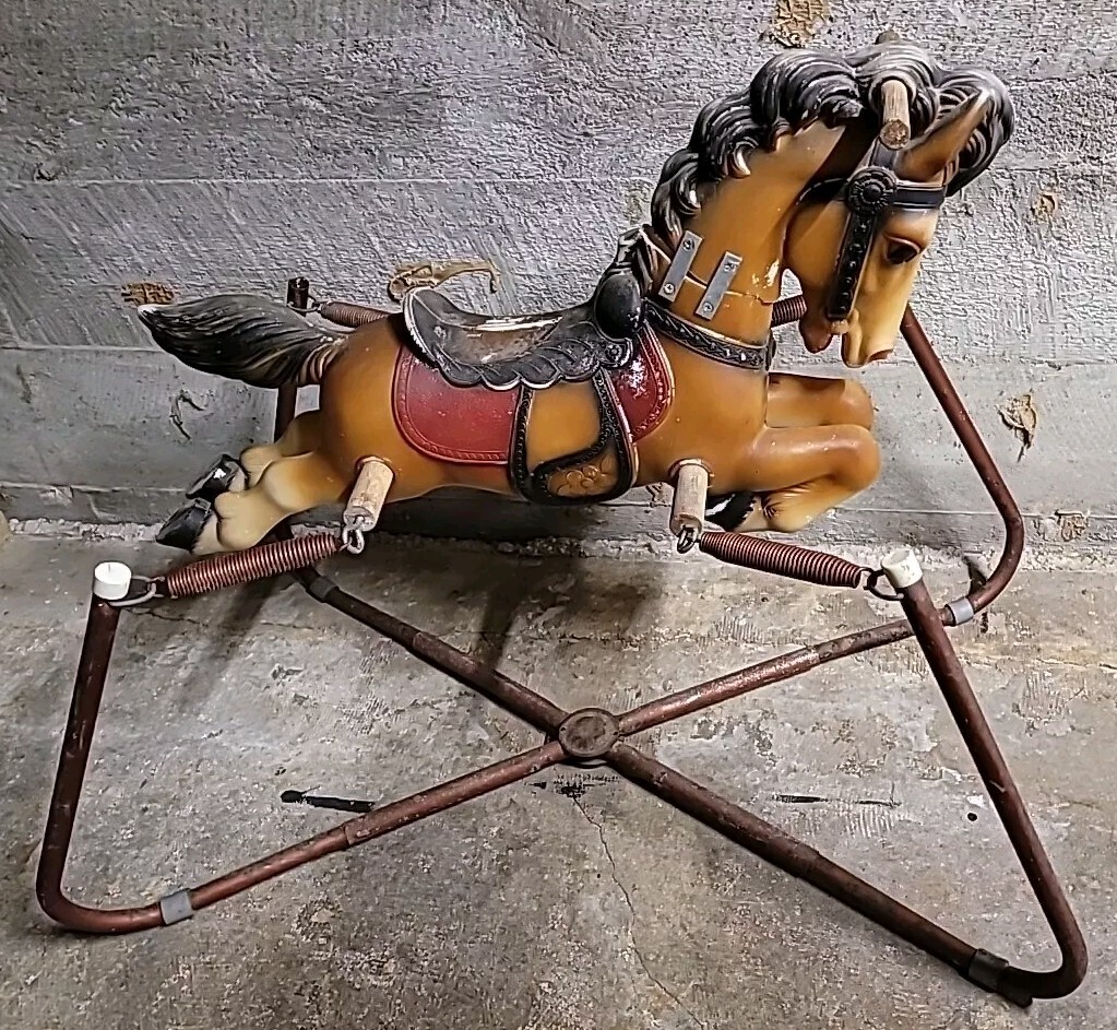 Vintage 1960's Rocking Bouncing Horse on springs Kids Toy Original