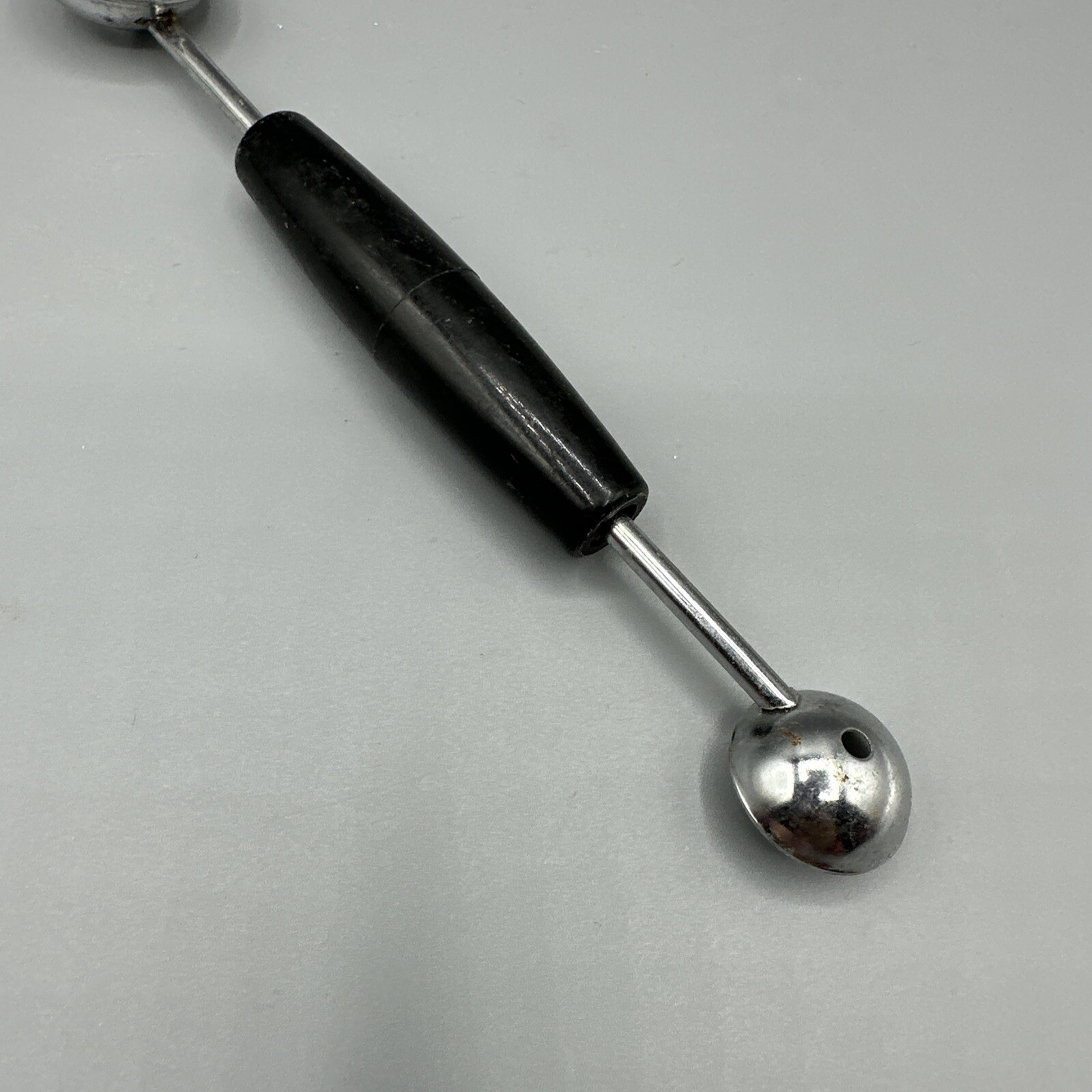 Vintage EKCO USA Melon Baller Black Handle Double Headed Ball Scoop 3/4" 1 .25"