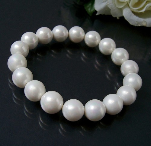 Perlenkette Perlen Armband Ohrringe Muschelkernperlen Schmuck Set Hochzeit VS7# - Bild 6 von 99