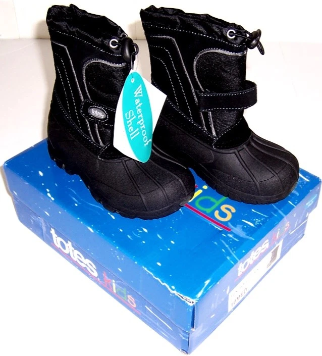 Botas de nieve de invierno impermeables Totes para niños pequeños Trent nuevas en caja talla 6 negras Foto 3 de 4