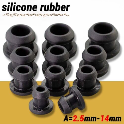 Silicone Rubber Grommet Plug Bungs Cable Wiring Protect Bushes Black 2.5mm-51mm - Picture 1 of 29