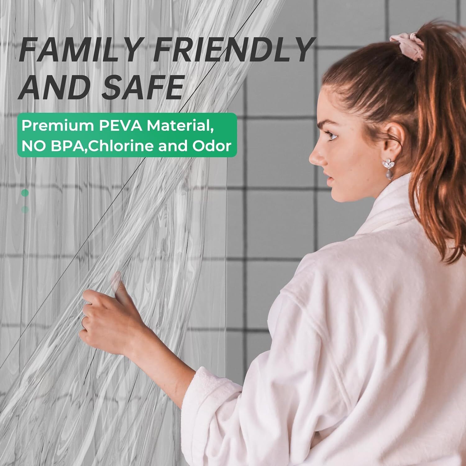 AmazerBath 54x72 Shower Curtain Stall, Plastic Shower Curtain Clear