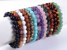 8mm Fashion round gemstone beads stretchable bracelet 7"