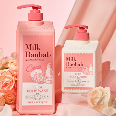 Milk Baobab Flora Bouquet Perfume Body Wash Lotion SET (1200ml + 600ml) K-Beauty