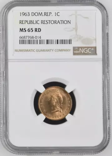 Dominican Republic 1 Centavo 1963 Republic Restoration NGC MS 65 RD