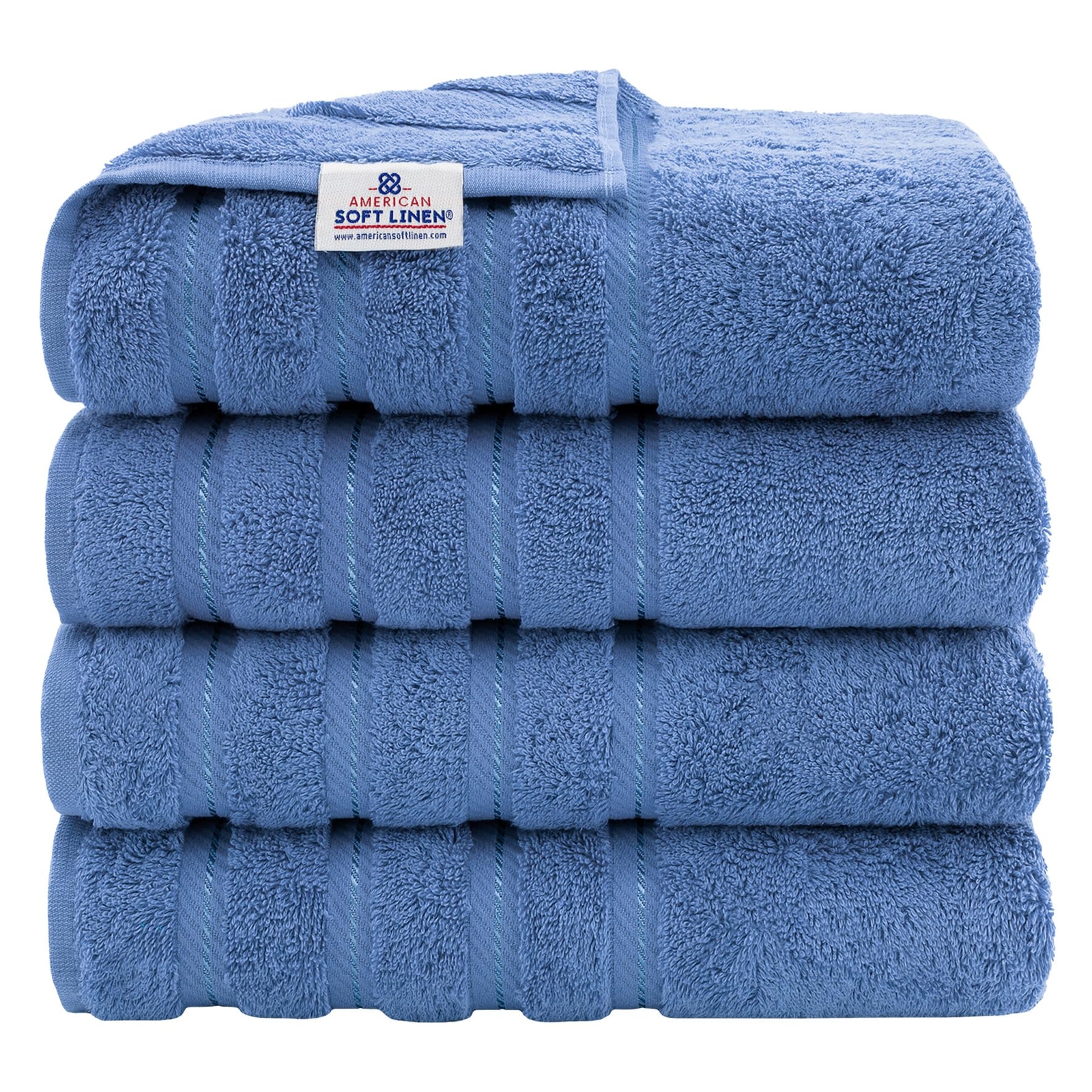 Luxury Extra Large Electric Blue Turkish Cotton 4-Piece Bath Towel Set