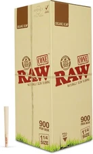 RAW Organic Classic 1 1/4 Size 900 Count Pre-Rolled Cones Bulk Box 84mm Cones