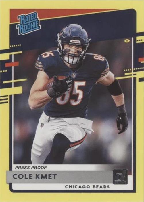 2020 Panini Donruss - Rated Rookie Cole Kmet #331 Press Proof Yellow ...