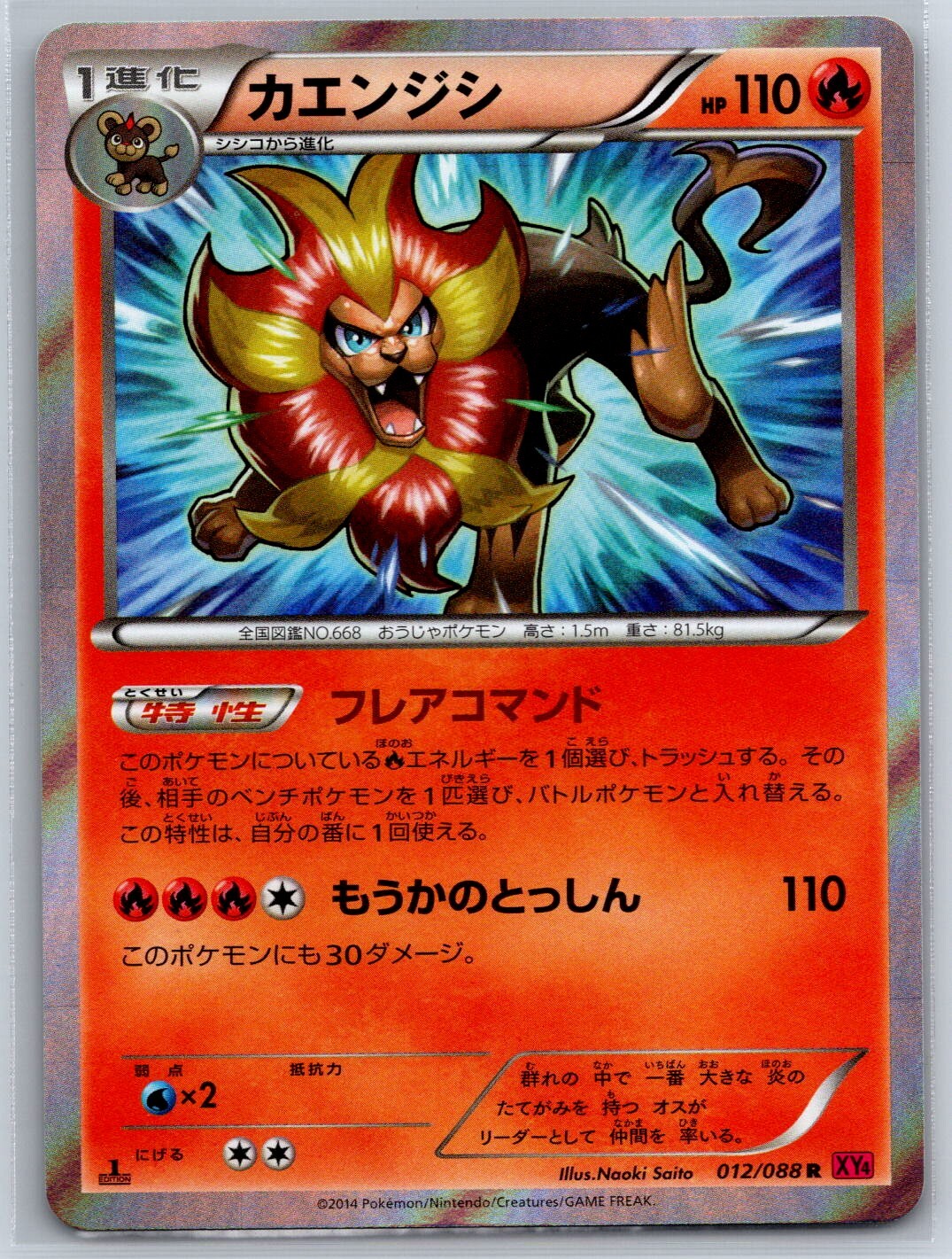 Pyroar - Holo Rare - Phantom Gate XY4 012/088 1st Ed Pokemon Card NM