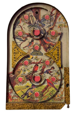 SELTENE VINTAGE 30ER JAHRE LINDSTROM NISTENDE VÖGEL WANDAUFSTELLER BAGATELLE PIN BALL
