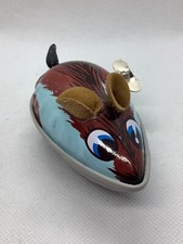 Vintage Mouse Wind Up Toy Tin Litho Rubber Tail Cloth Ears 3 Tail Shakes Rare