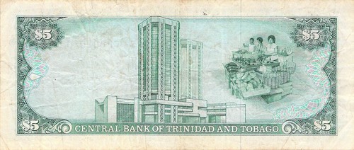 Banknote Trinidad & Tobago 5 Dollars 1985 P37 - Picture 2 of 2