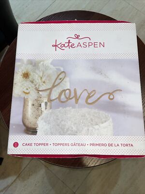 Kate Aspen Gold ''Love'' Acrylic Cake Topper 7.85'' H x 8.5'' W  NEW