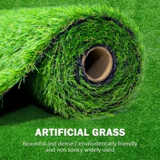 2 PCS Green Artificial Grass Rug 3.3 x 10ft Patio Deck Indoor Outdoor Landscape