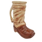 Vintage McCoy Pottery Stein Boot Planter Brown Handled #6039 USA Made Western