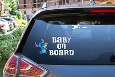 Rainbow Animated Design Cute Baby on Board Funny Little Super Hero Windows