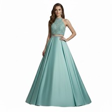 Mint 2 pieces Beaded Mint Long Prom Dress Pageant Gown Wedding Dress