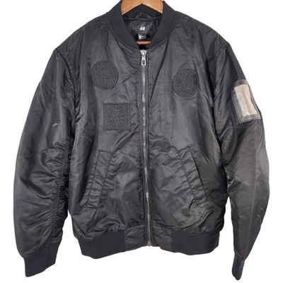 H & M X The Weeknd XO Black Bomber Jacket with Patches Size Medium