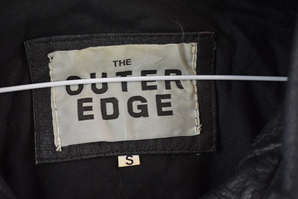 The Outer Egde Womans Cropped Collared Leather Trucker Jacket Size S - Image 4 of 4