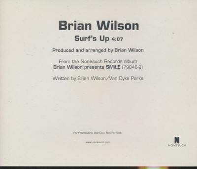 Brian Wilson: Surf's Up 1-Track PROMO MUSIC AUDIO CD Beach Boys surf pop rock!