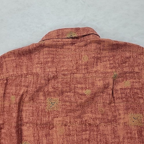 Camicia Territory Ahead uomo taglia M arancione azteca geometrica con bottoni batik ruggine - Foto 10 di 11
