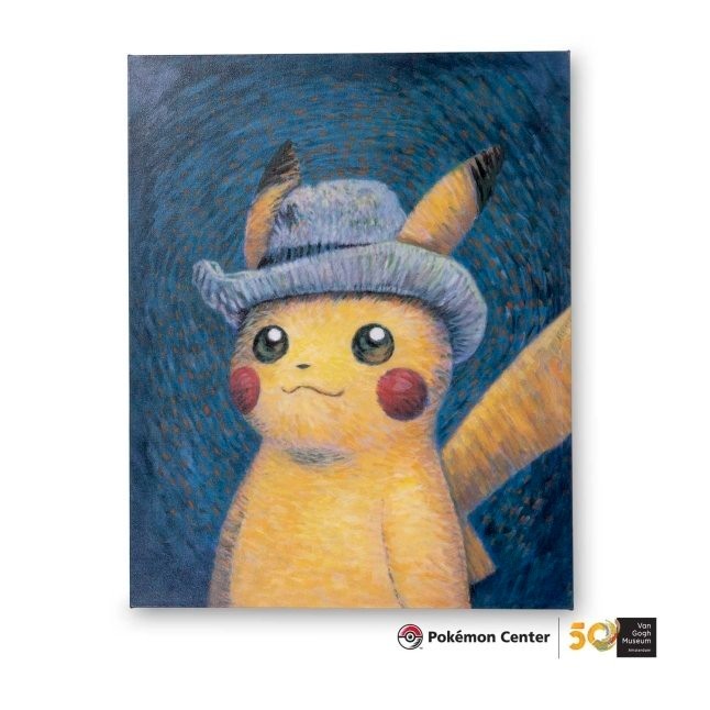 Pokemon Centre x Van Gogh Museum Pikachu with Grey Felt Hat Wall Art - UNOPENED
