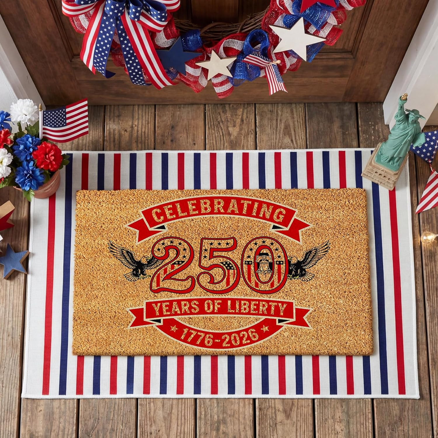 250Th Anniversary Coir Doormat Outdoor 250Th Anniversary Patriotic Rug 1776-2026