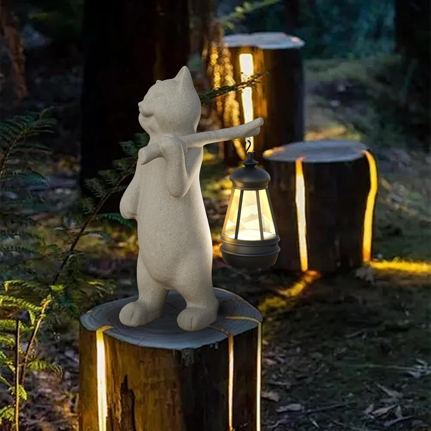 Lanterne da Giardino Solari a Forma di Gatto | Decorazione Resina Premium