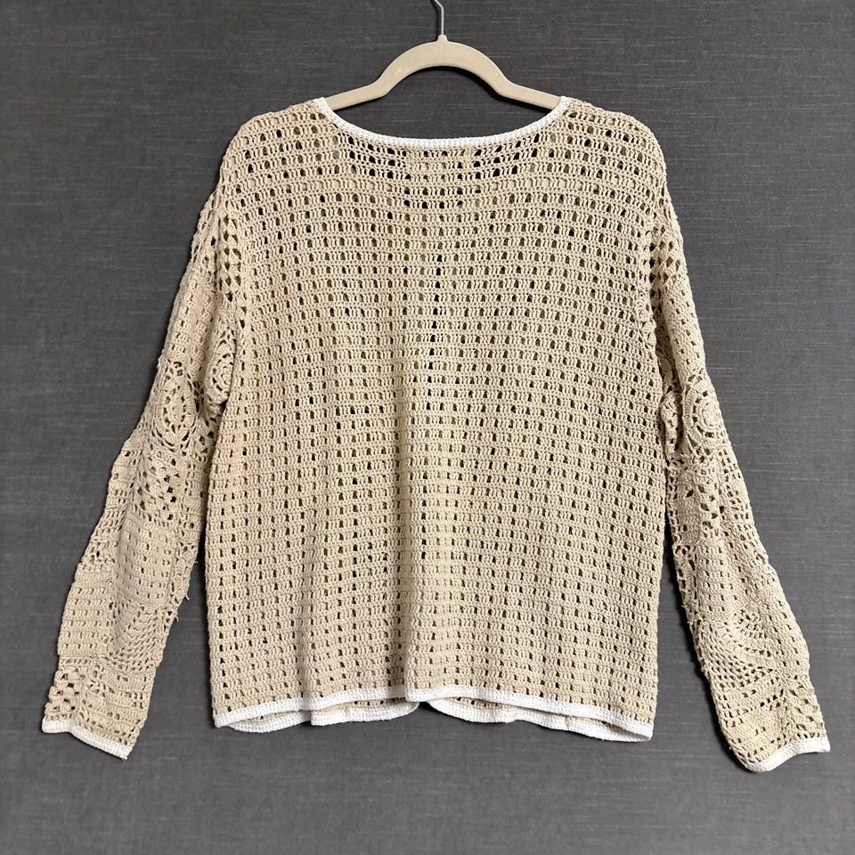Cárdigan de Colección Hampshire Studio M Beige Crochet Tejido Boho Informal Casa de Campo Años 90 Foto 2 de 4