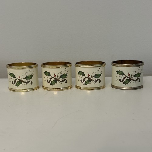 Lenox Metal Holiday Nouveau Gold Interior Napkin Rings (4)