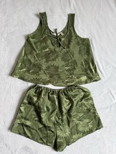 Victoria  s Secret Y2K 90s Green Satin Sunflower Set Size Small