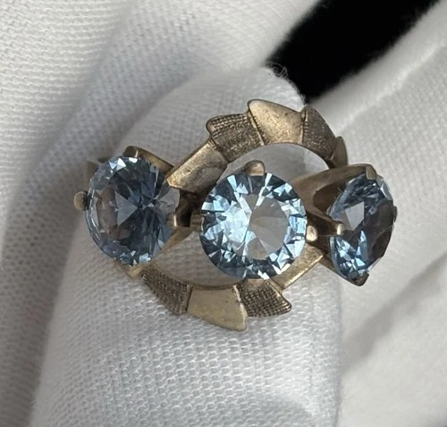 Vintage Taxco Mexico Sterling Silver Blue Spinel Ring Stamped STUNNING MASSIVE