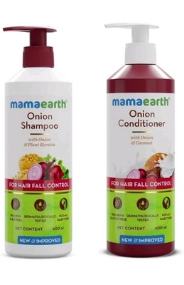 2X 400ml MAMAEARTH ZWIEBEL SHAMPOO & CONDITIONER KOMBI MIT ZWIEBELSAMEN EXT.KERATIN