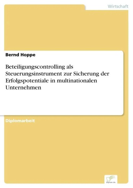 Bernd Hoppe | Beteiligungscontrolling Als Steuerungsinstrument Zur Sicherung...-image