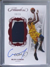 2017-18 Panini Flawless Vertical Ruby 10/15 Rudy Gobert #VP-RG Patch Auto 3d3