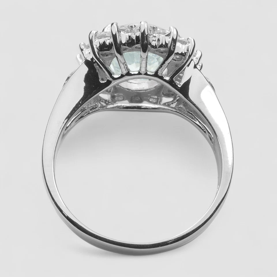 ANILLOS HECHOS A MANO CIRCÓN BLANCO BRILLANTE OVALADOS 3,50 QUILATES PLATA ESTERLINA 925 TALLA 5,75 Foto 4 de 4