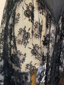 Vintage Faris 80s Black Lace Lingerie Peignoir Set Women&rsquo;s Size Medium to Large