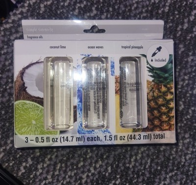 Set 3 Essential Oil Simple Serenity Coconut Lime Ocean Waves Pineapple Tropical