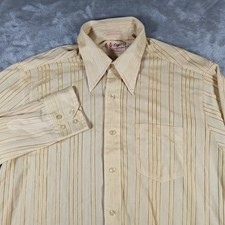 Vintage Disco Shirt Mens Medium Striped Dagger Collar Long Sleeve 70s