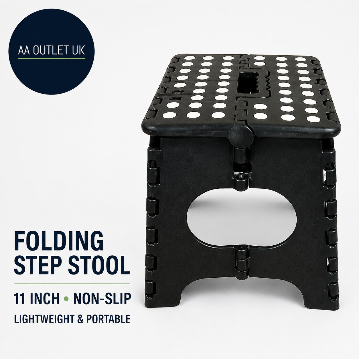 Keplin 11inch Heavy Duty Folding Step Stool Non Slip Foldable Footstool Black