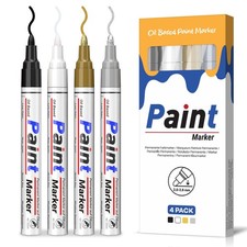 Paint Markers 4 Colors Oil 1 Count Pack of 4 , Black, White, Gold, Silver