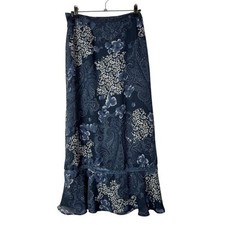 Vintage Sag Harbor Blue Floral Midi Skirt 14